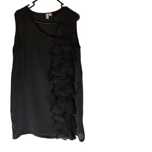 GO International Sleeveless Satin Black Front Ruffle dress size XL